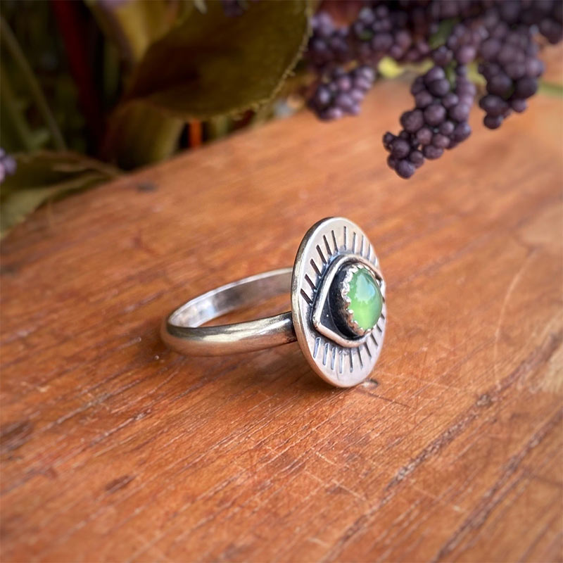 Chrysoprase Evil Eye Protection Ring - image 4