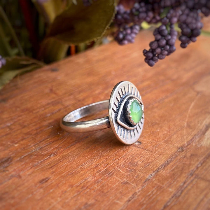 Chrysoprase Evil Eye Protection Ring - image 4
