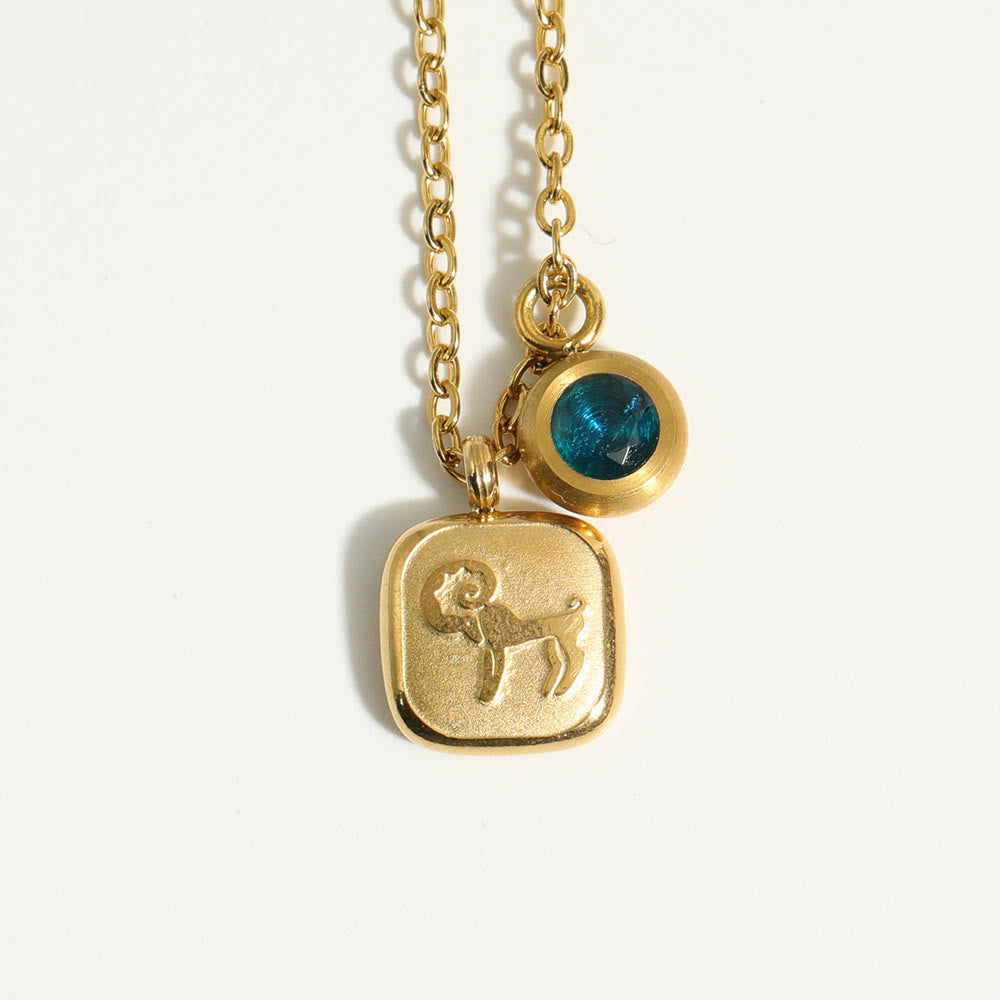 Olivenorma Twelve Zodiac Twelve Month Birthstone Pendant Necklace - Aquamarine & Aries - image 14