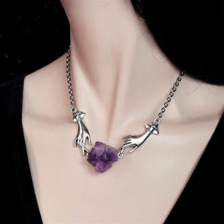 Amethyst Angel Hand Healing Necklace - image 4