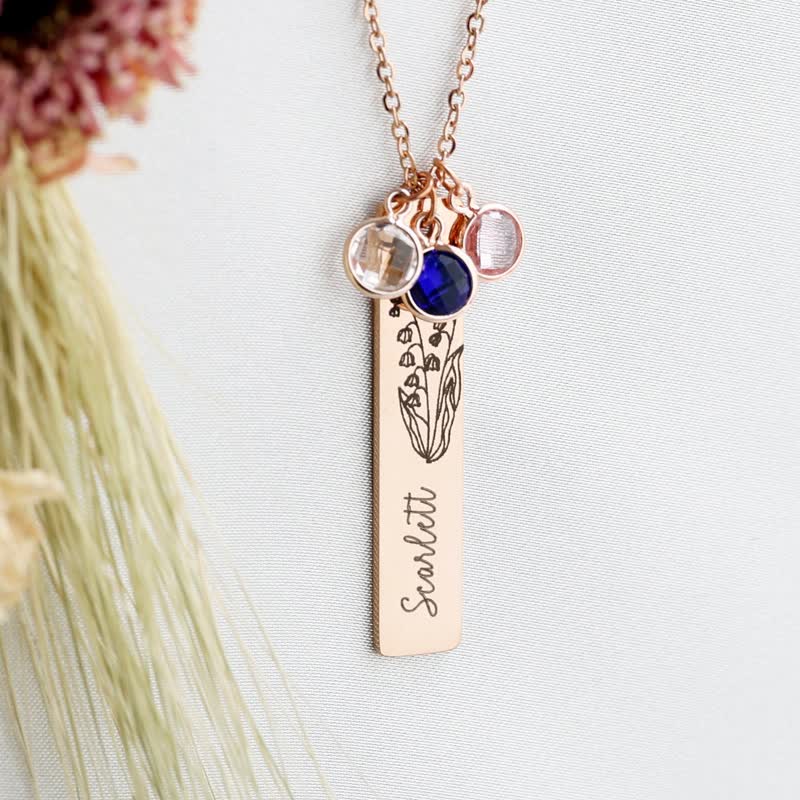 Olivenorma Personalized Birth Flower & Birthstone with Name Jewelry Necklace - image 12
