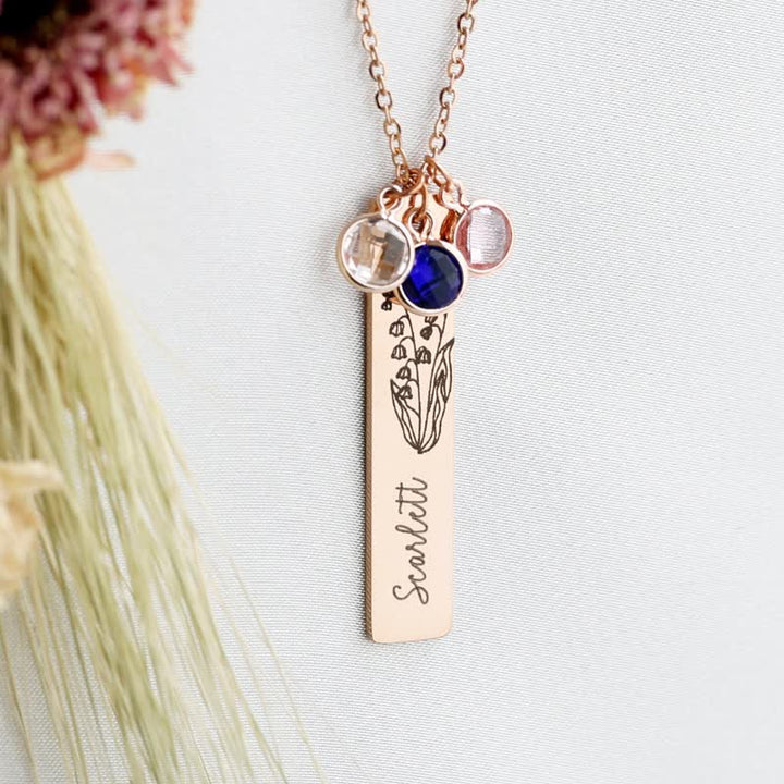 Olivenorma Personalized Birth Flower & Birthstone with Name Jewelry Necklace - image 12