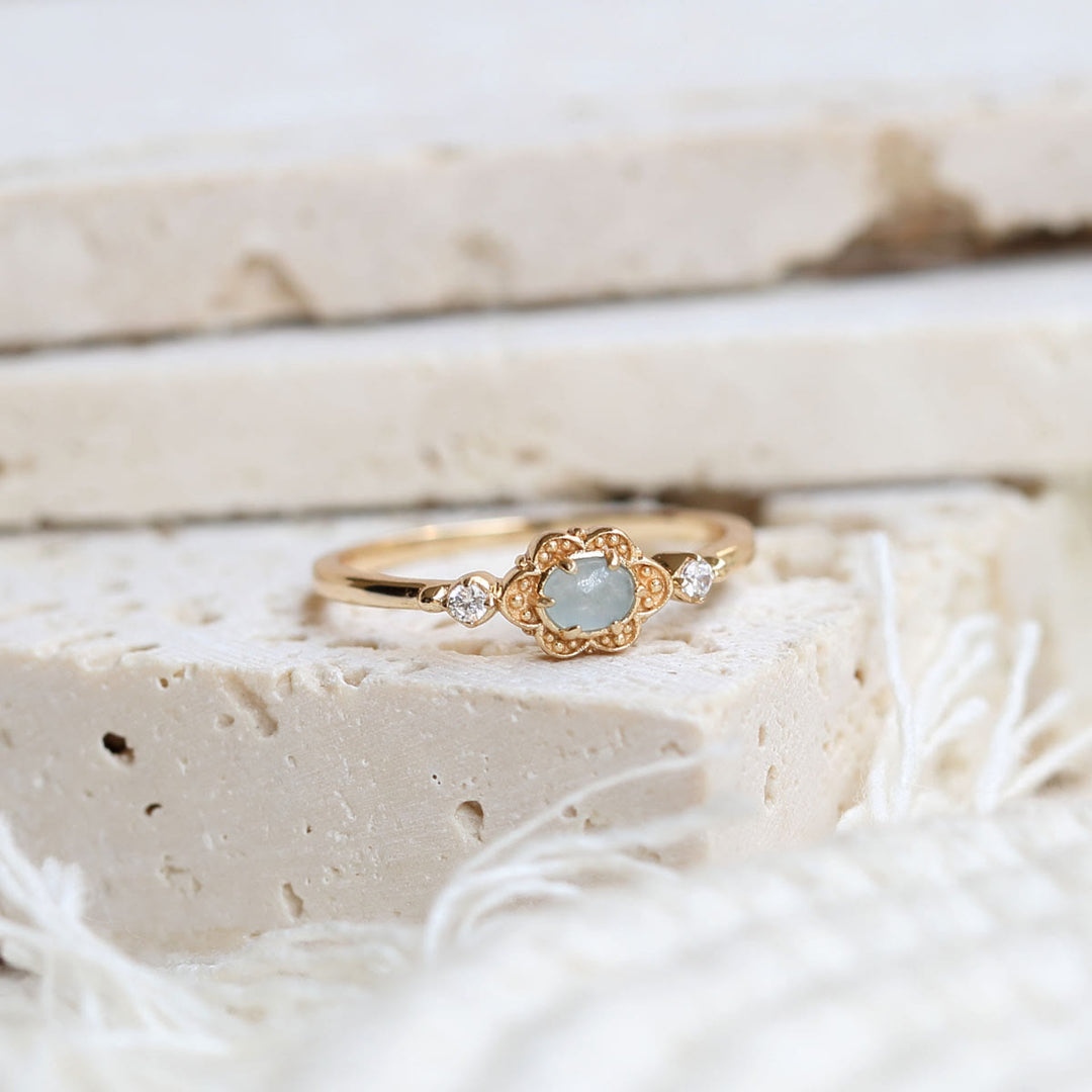 Olivenorma Vintage Natural Aquamarine Daisy Flowers Ring - image 19