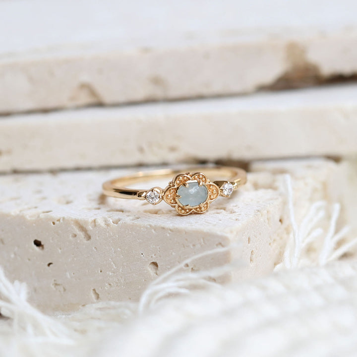 Olivenorma Vintage Natural Aquamarine Daisy Flowers Ring - image 19