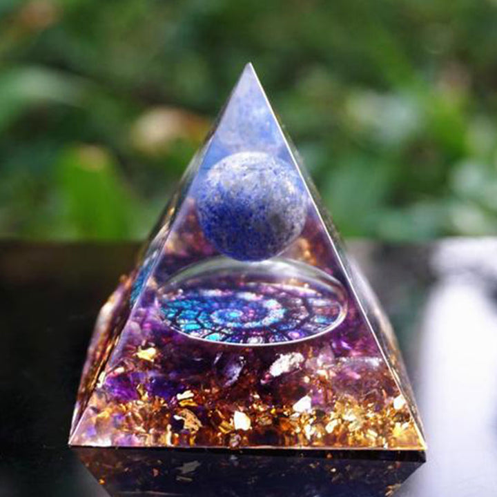 Olivenorma Celestial Gateway-Amethyst & Lapis Lazuli Sphere Orgone Pyramid - image 5