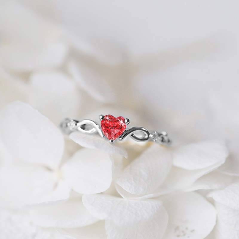 Olivenorma The Eternal Heart - Birthstone Ring - Silver-Red - 14 - image 5