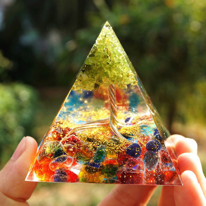 Olivenorma Fluorite Peridot Tree Of Life Orgone Pyramid - image 3
