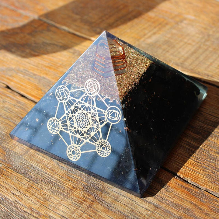 Olivenorma Black Tourmaline Metatron's Cube Protection Orgone Pyramid - image 3
