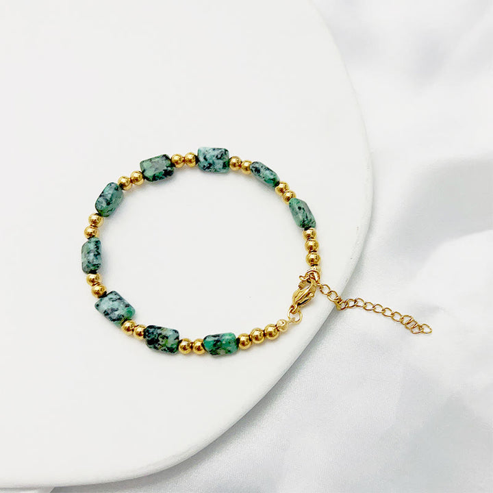 Olivenorma Bohemian Ethnic Stone Column Beaded Bracelet - African Turquoise - 22+5cm - image 8