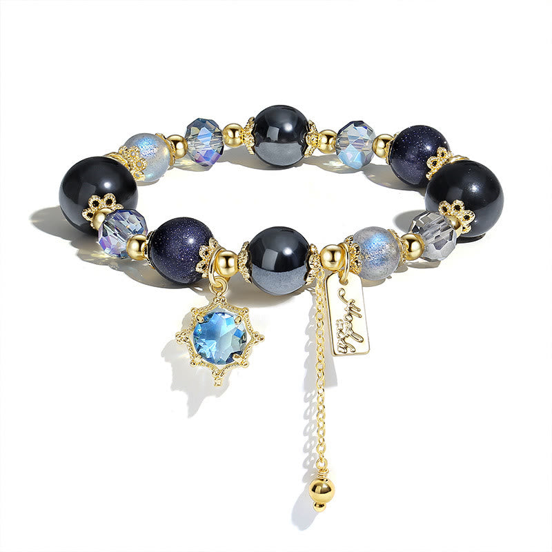 Olivenorma Blue Sandstone Moonstone Obsidian Beaded Bracelet - image 4
