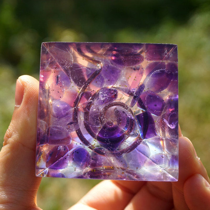 Olivenorma Amethyst Clear Crystal Orgone Pyramid - image 4