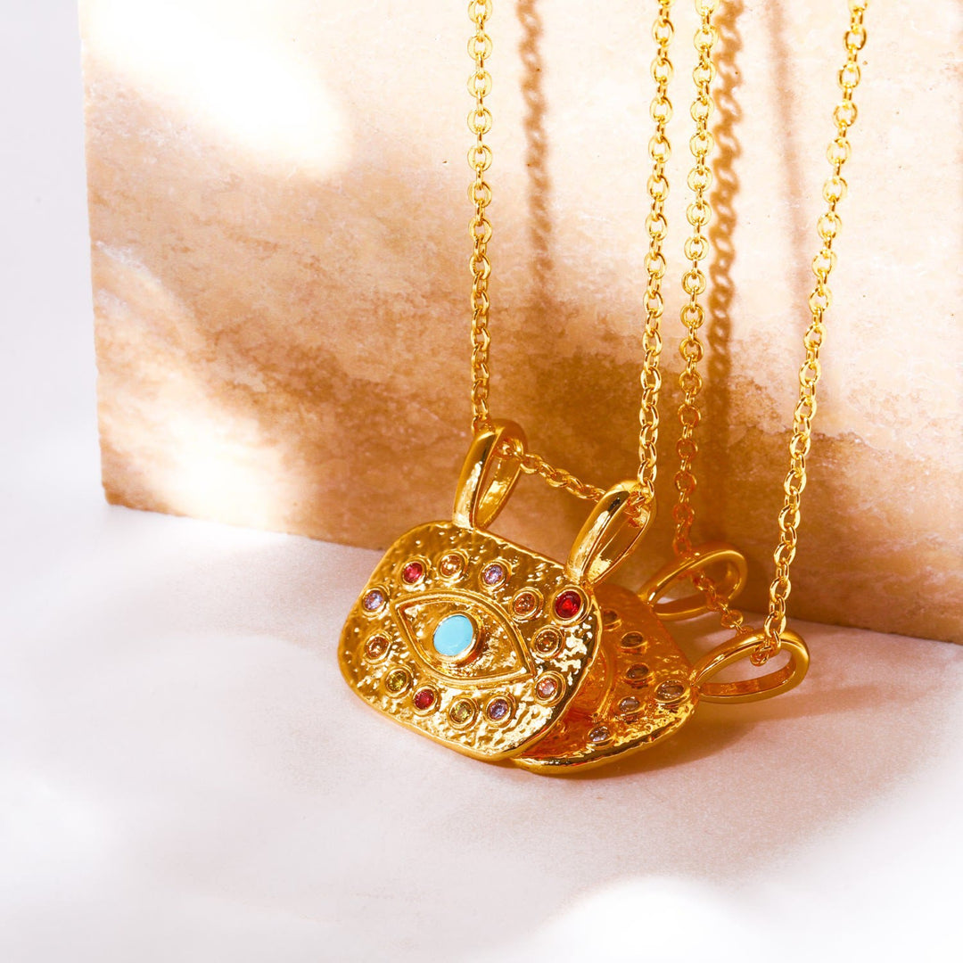 Olivenorma Evil Eye Copper Gold Plated Zircon Necklace - image 3