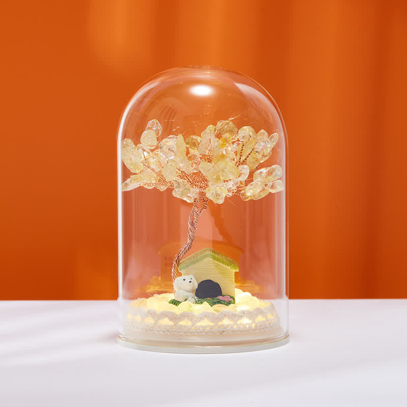 Olivenorma Natural Crystal Glass Cover Feng Shui Tree Decoration - Citrine & Tree & House - image 15