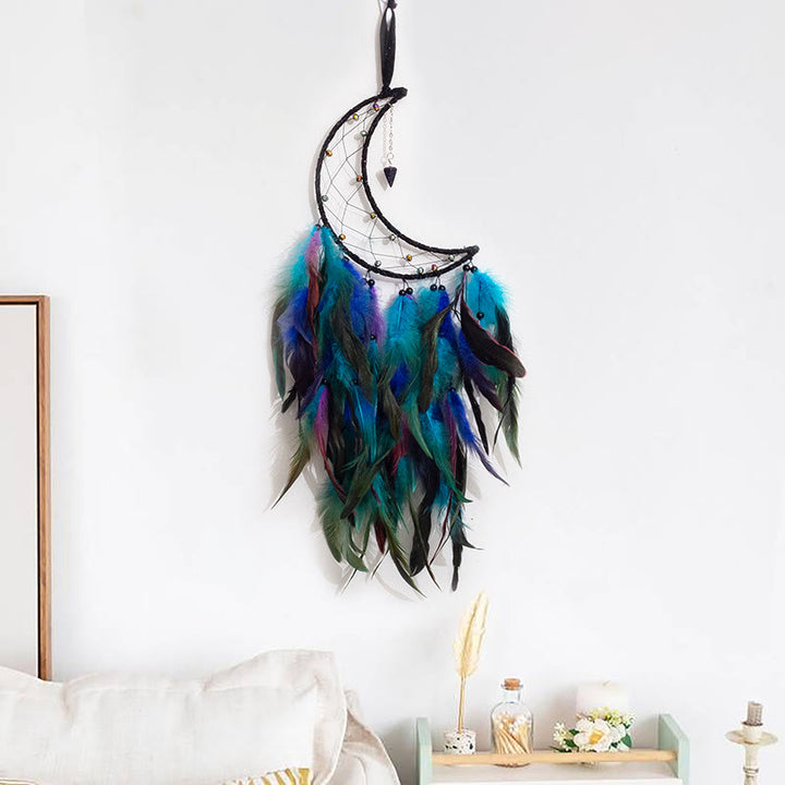 Olivenorma Blue Sandstone Pendant Moon Feather Dream Catcher - Without Lights - image 0