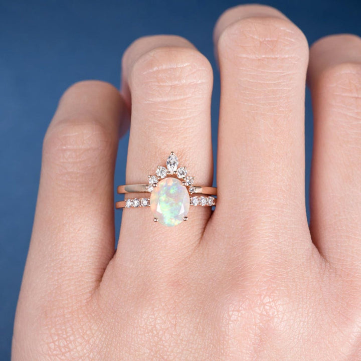 Olivenorma Antique Oval Opal Engagement Rose Gold Ring - image 1