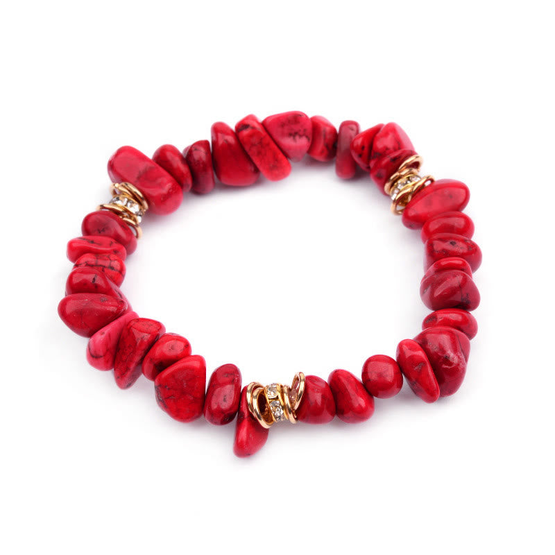 Olivenorma Irregular Stone Crystal Crushed Beads Bracelet - Red Jasper - image 30