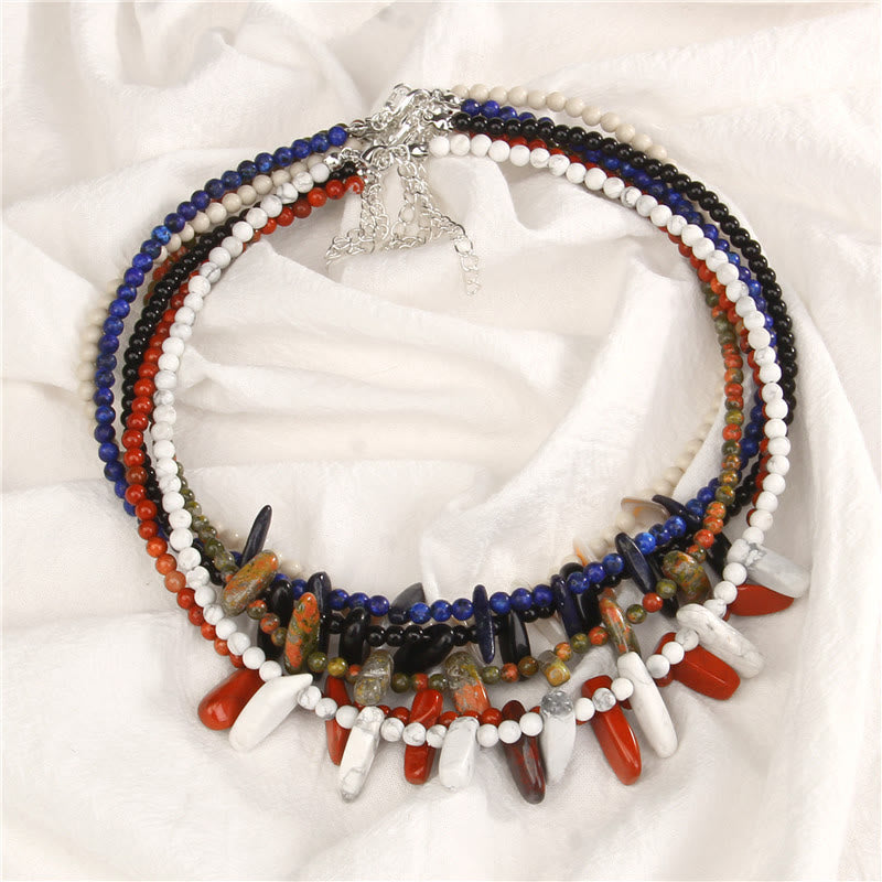 Olivenorma 4mm Bead Natural Tusk Stone Bohemian Necklace - image 0