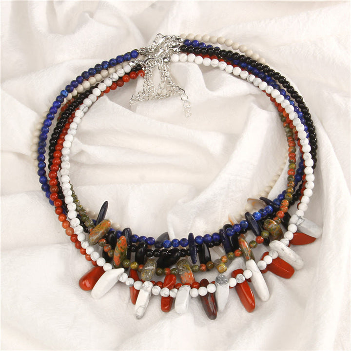 Olivenorma 4mm Bead Natural Tusk Stone Bohemian Necklace - image 0