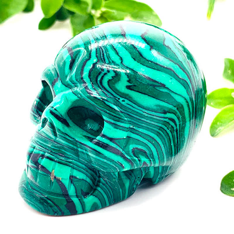 Olivenorma Natural Crystal Skull Halloween Decoration - Malachite - 2" - image 43