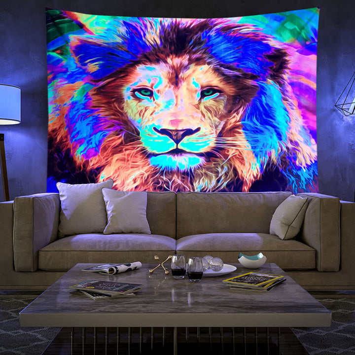 Olivenorma Blacklight UV Reactive Wall Tapestry - Lion #1 - Flannel - 180*230cm - image 9