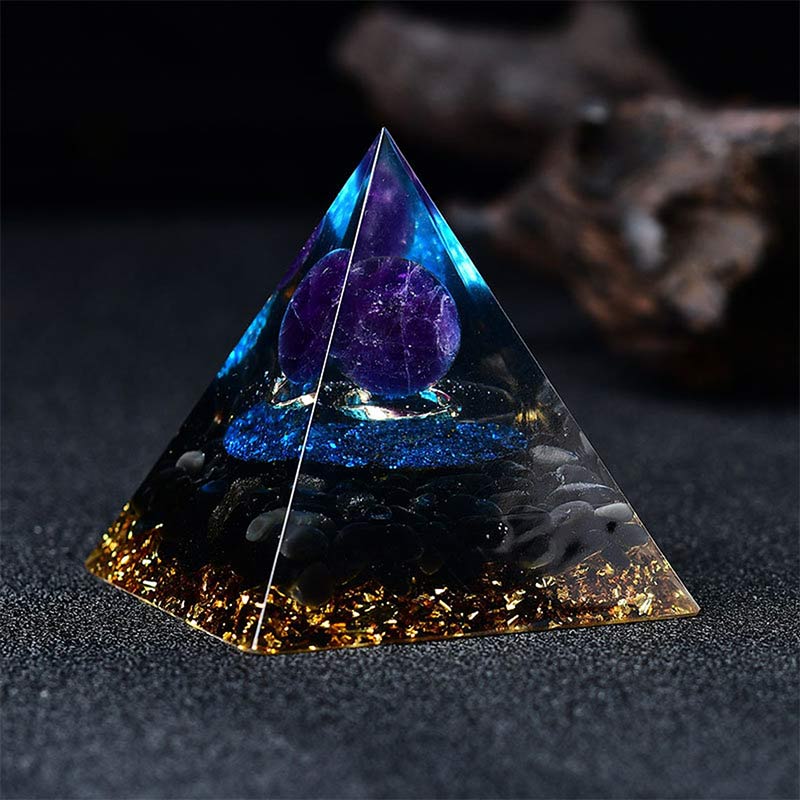 Olivenorma Amethyst Sphere With Blue Quartz Reki Orgone Pyramid - image 4