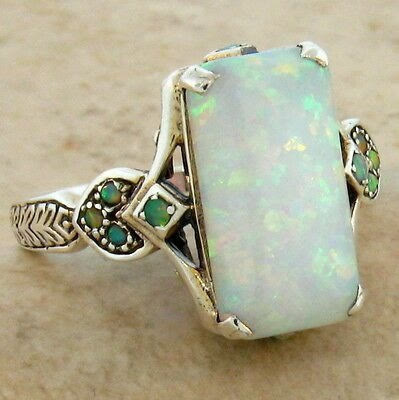 Olivenorma Square White Opal Antique Alloy Ring - Rectangular Opal - 11 - image 7