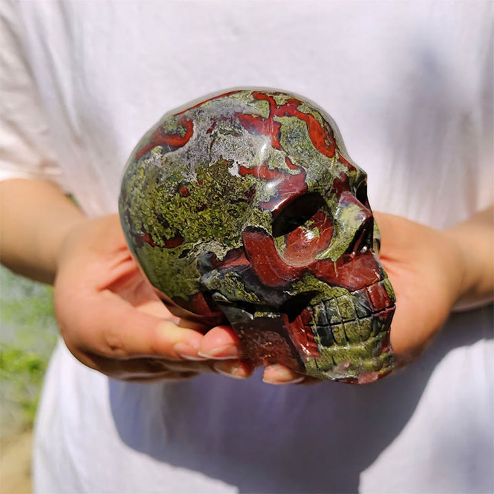 Olivenorma 10cm Dragon Blood Stone Gemstone Decoration Crystal Skull - Dragon Blood Stone - image 0
