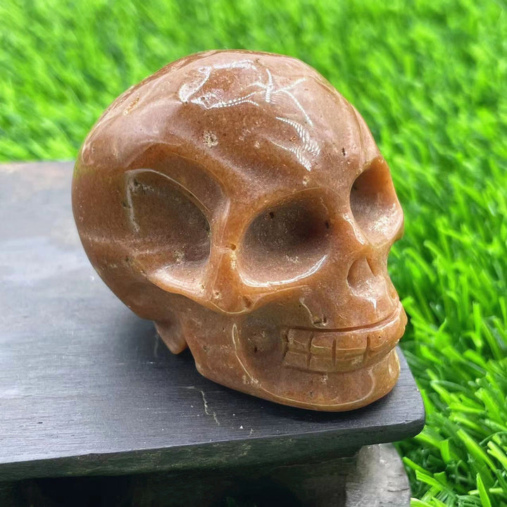 Olivenorma 5cm Carved Natural Crystal Skull Gemstone Decoration - Red Aventurine - image 30