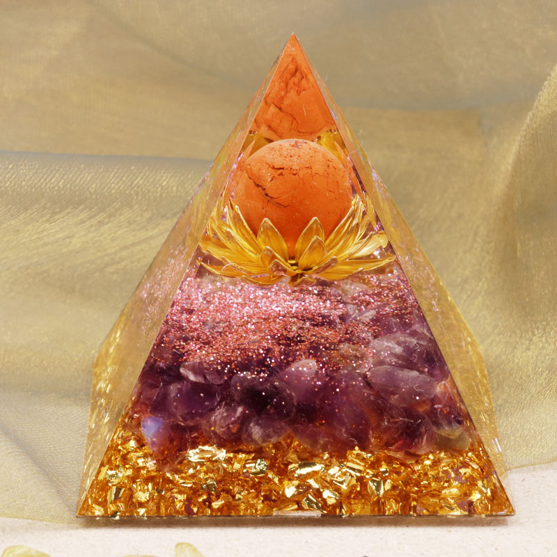 Olivenorma Sun Stone Sphere With Amethyst Orgone Pyramid - 6*6cm - YES PLEASE $8 - image 0