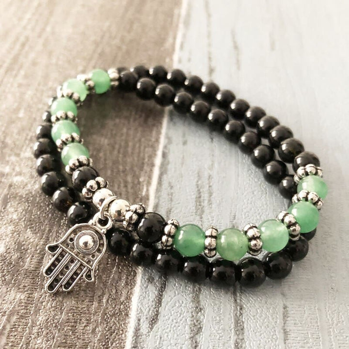 Olivenorma 6mm Double Wrap Men Women Hamsa Bracelet Set - image 4
