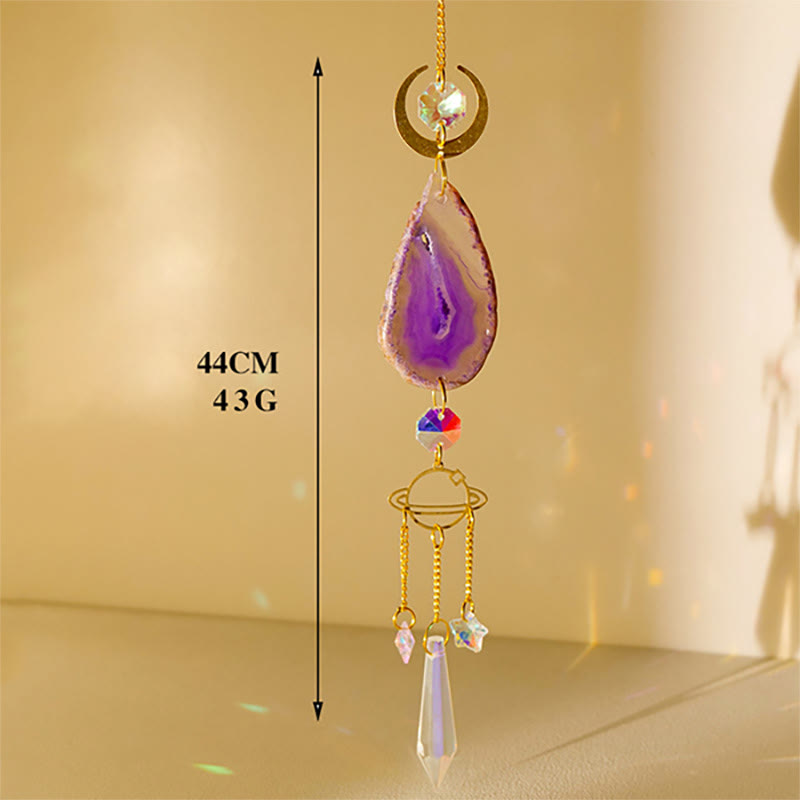 Olivenorma Natural Crystal Agate Chip Suncatcher Wind Chime  - Amethyst - image 3