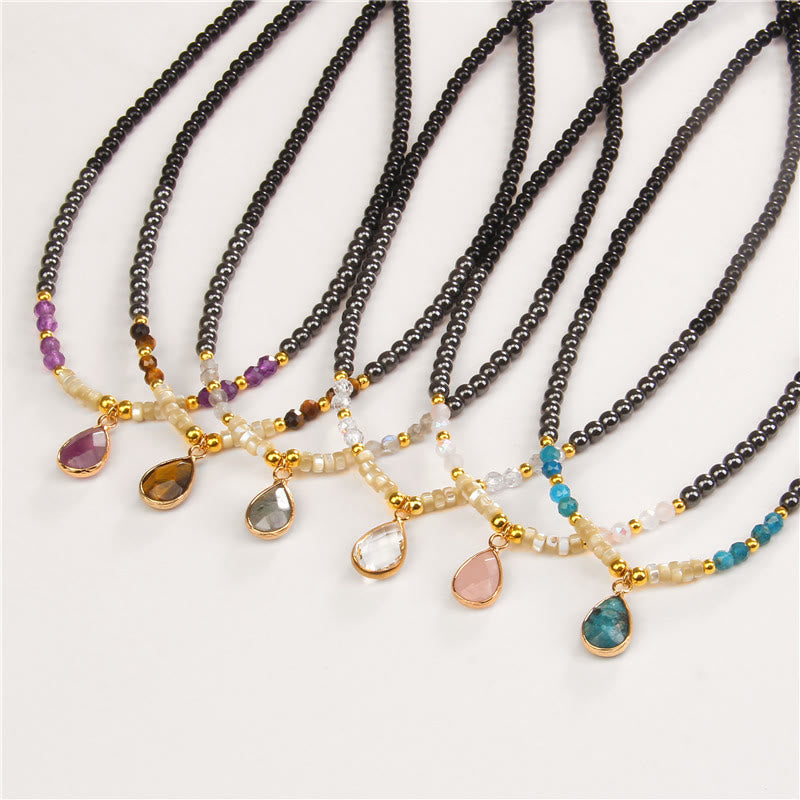 Olivenorma Natural Obsidian Faceted Glass Gemstone Pendant Necklace - image 0