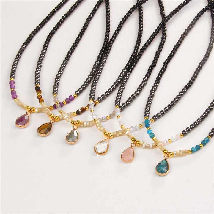 Olivenorma Natural Obsidian Faceted Glass Gemstone Pendant Necklace - image 0