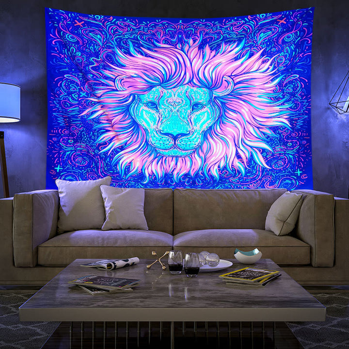 Olivenorma Blacklight UV Reactive Wall Tapestry - Lion #2 - Flannel - 180*230cm - image 10