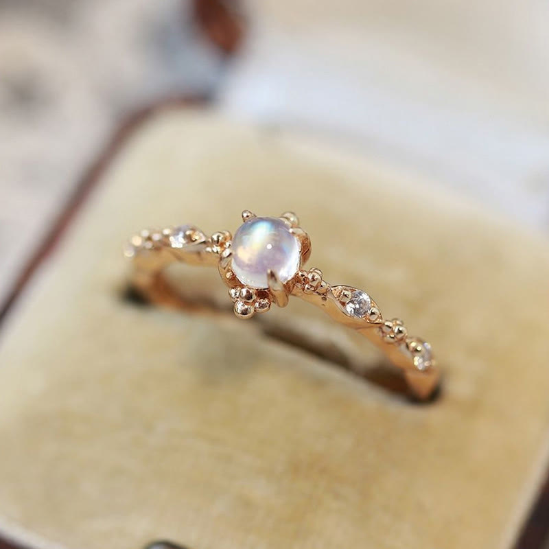 Olivenorma "You Are Bright Moonlight" - Dainty Moonstone Ring - Moonstone - image 0
