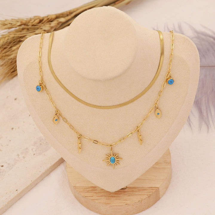 Olivenorma Turquoise Star Sun Pendant Necklace Bracelet Earrings - Turquoise&Necklace - image 2
