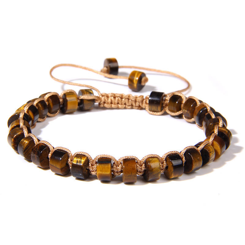 Olivenorma Natural Stone Wheel Bead Woven Bracelet - Tiger Eye - image 1