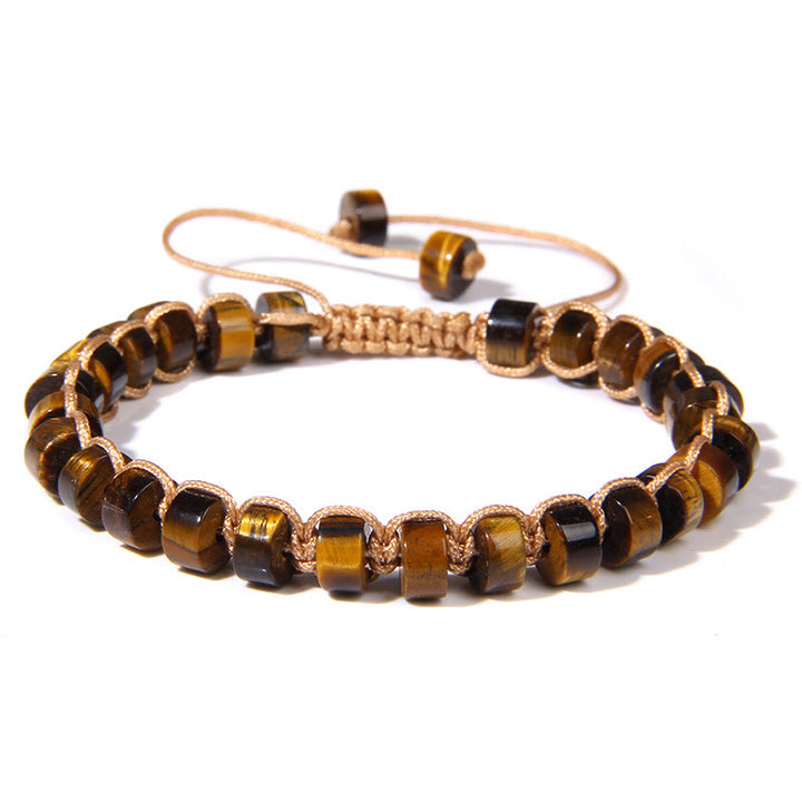Olivenorma Natural Stone Wheel Bead Woven Bracelet - Tiger Eye - image 1