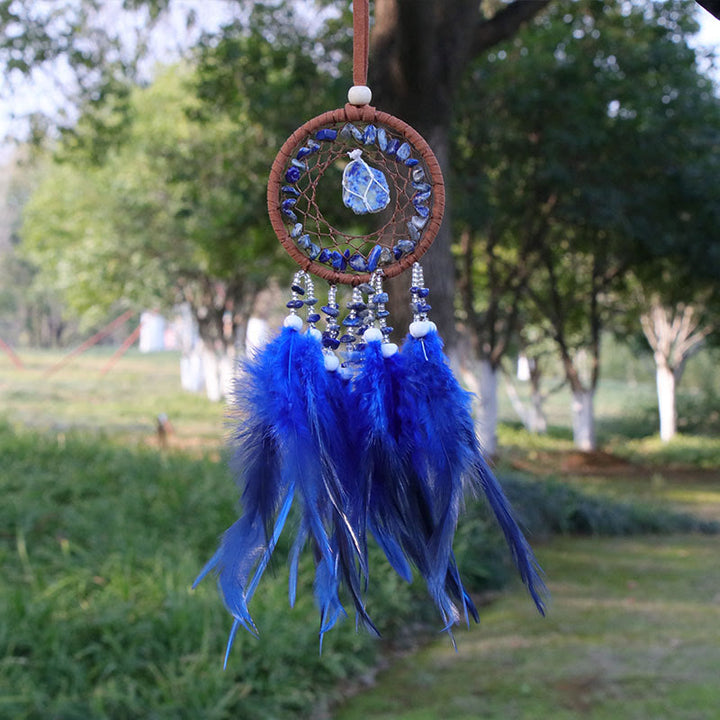 Olivenorma Natural Crystal Agate Pendant Charm Round Dream Catcher - Lapis Lazuli - image 7