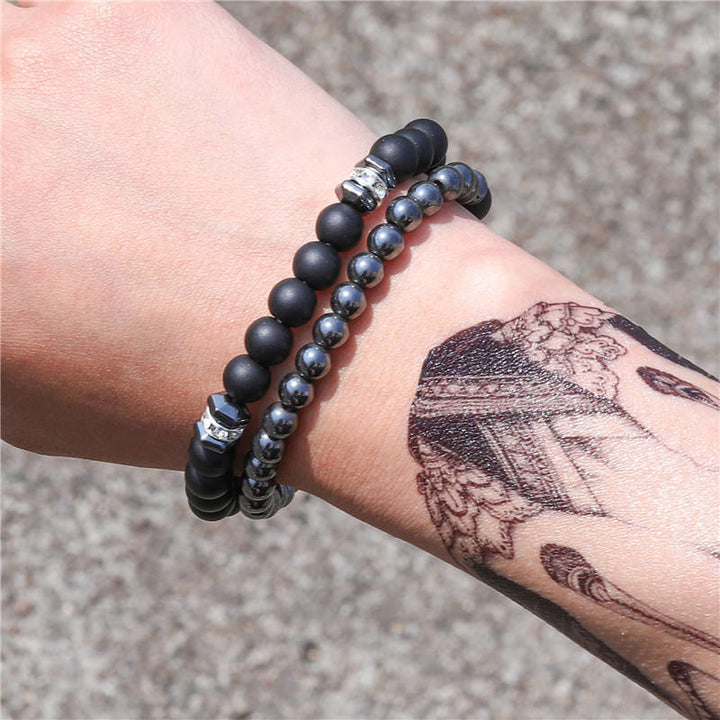 Olivenorma Men's Jewelry Bead Punk 2 Piece Set Fashion Bracelet - image 3