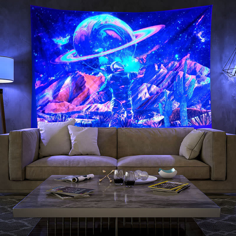Olivenorma Blacklight UV Reactive Wall Tapestry - Astronaut - Flannel - 180*230cm - image 13