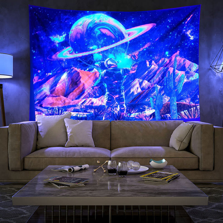 Olivenorma Blacklight UV Reactive Wall Tapestry - Astronaut - Flannel - 180*230cm - image 13