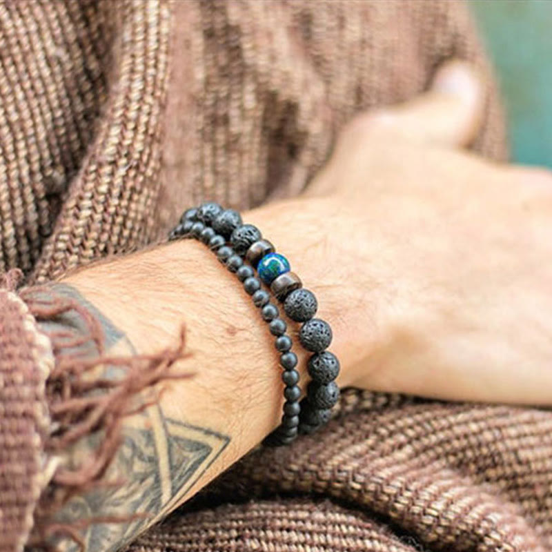 Olivenorma Natural Stone 8mm Wooden Beads Energy Men Bracelet - image 7