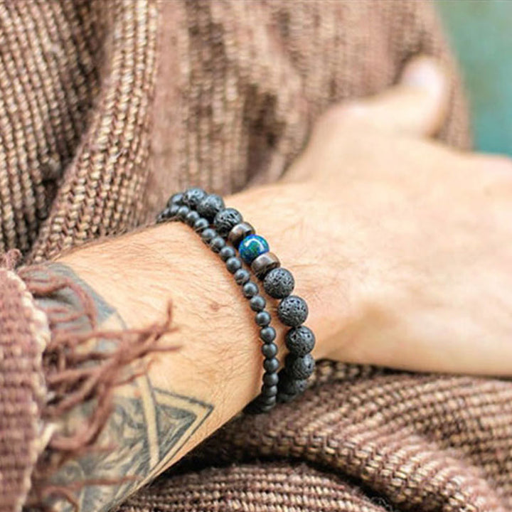 Olivenorma Natural Stone 8mm Wooden Beads Energy Men Bracelet - image 7