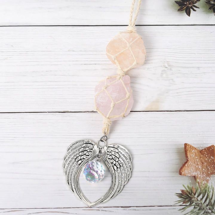 Olivenorma Metal Angel Wing SunCatcher Window Decor Ornamet - Rose Quartz - image 4