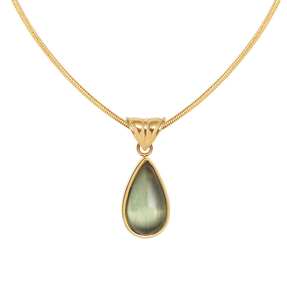 Olivenorma Drop Shape Green Aventurine Aquamarine Pendant Necklace - Green Aventurine - image 1