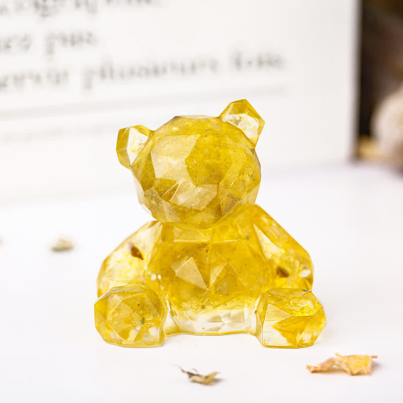Olivenorma Mirror Sitting Bear Gemstone Decoration - Citrine - image 9