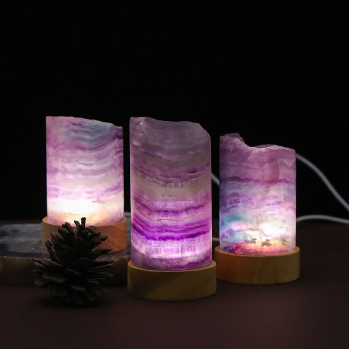 Olivenorma Natural Fluorite Cylinder Crystal Lamp - image 5