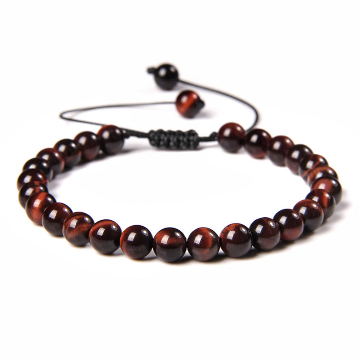 Olivenorma Natural 6mm Stone Beads Braided Wrap Bracelet - Red Tiger Eye - image 20