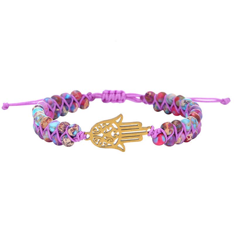 The Spiritual Awareness Purple Emperor Stone Hamsa Bracelet - image 2